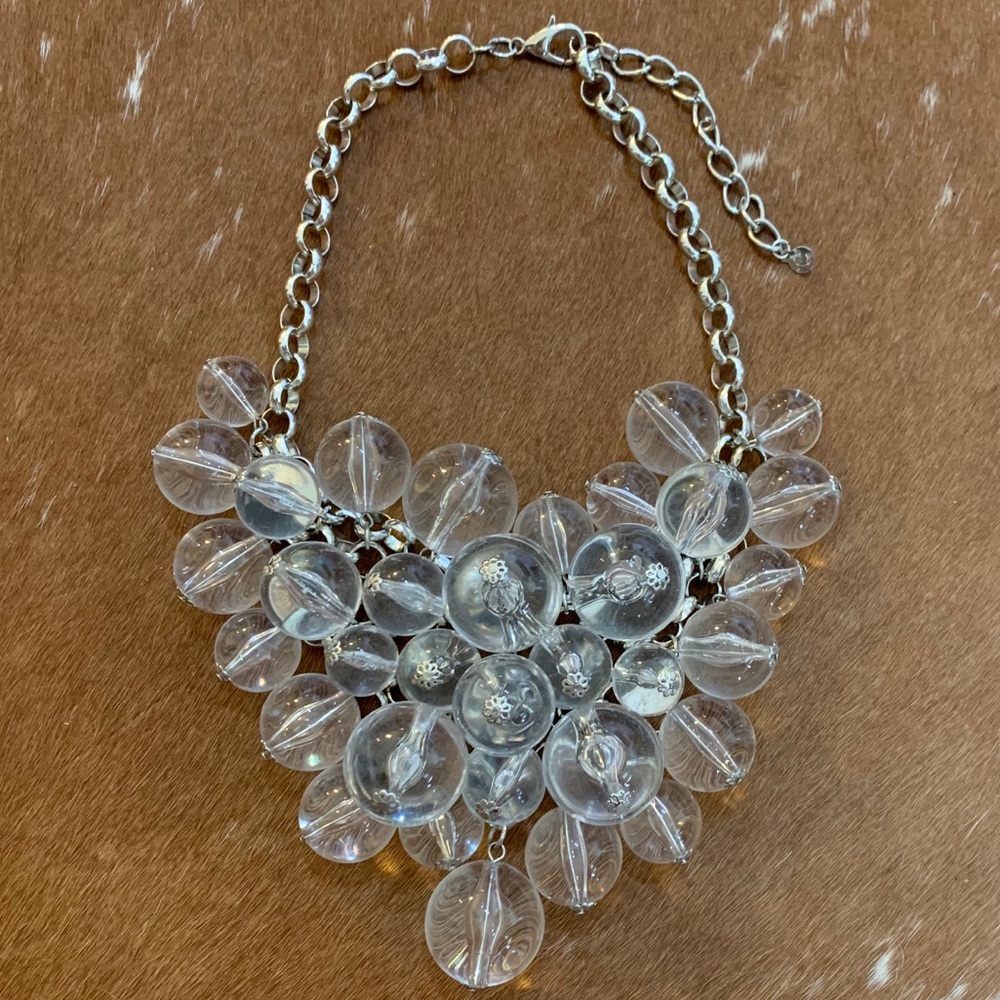 Chunky Clear Ball Necklace with Earrings NWOT
